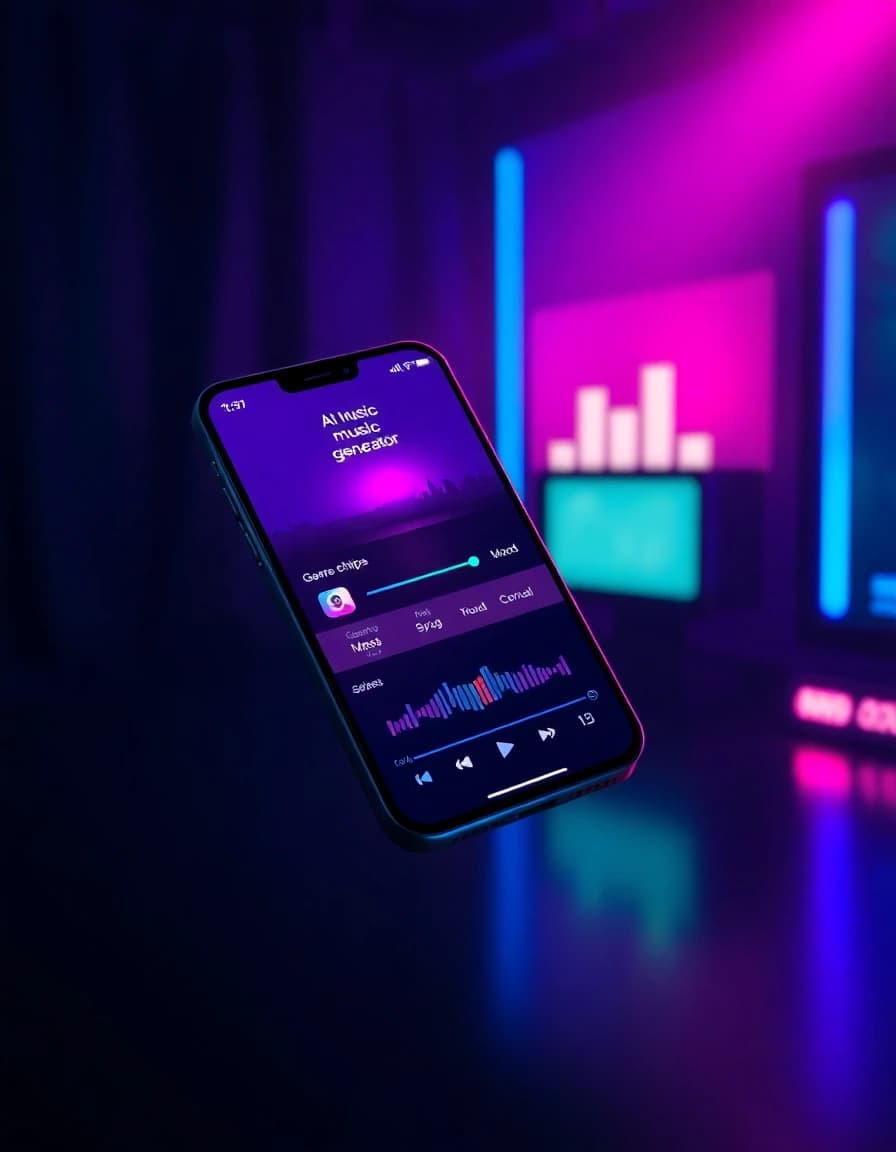BeatBot AI Music Generator app interface showing prompt to song workflow on iPhone